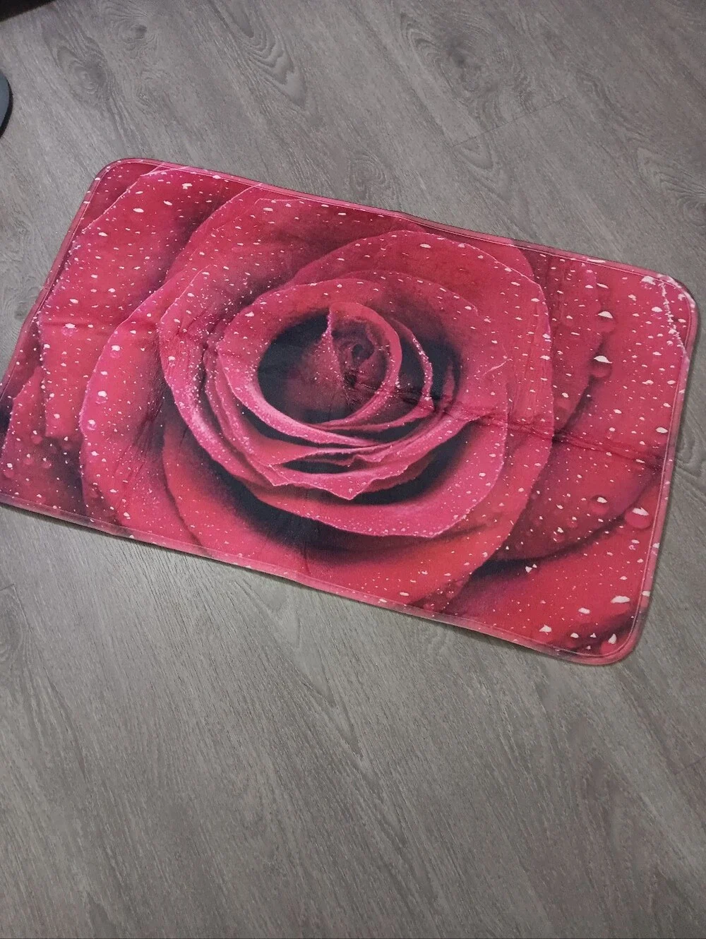 Beautiful Rose w/ Water DropsPrint Indoor/ Outdoor Home Decor Non Slip Foot Mat